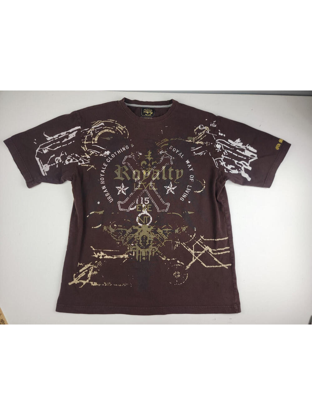 VTG Rare OLD SKOOL Brown Royalty Urban Royale All Over Print XL ERROR TAG Shirt